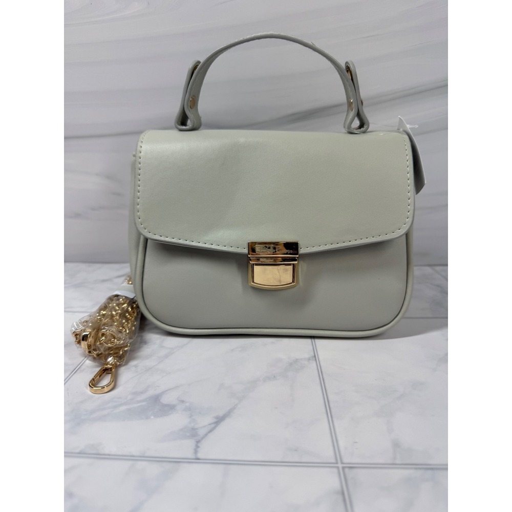 Bella Russo Sage Green Faux Leather Handbag Gold Chain Crossbody Bag NWT